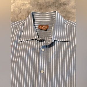 Michael Kors Men's Shirt with Blue and White Stripes size XL